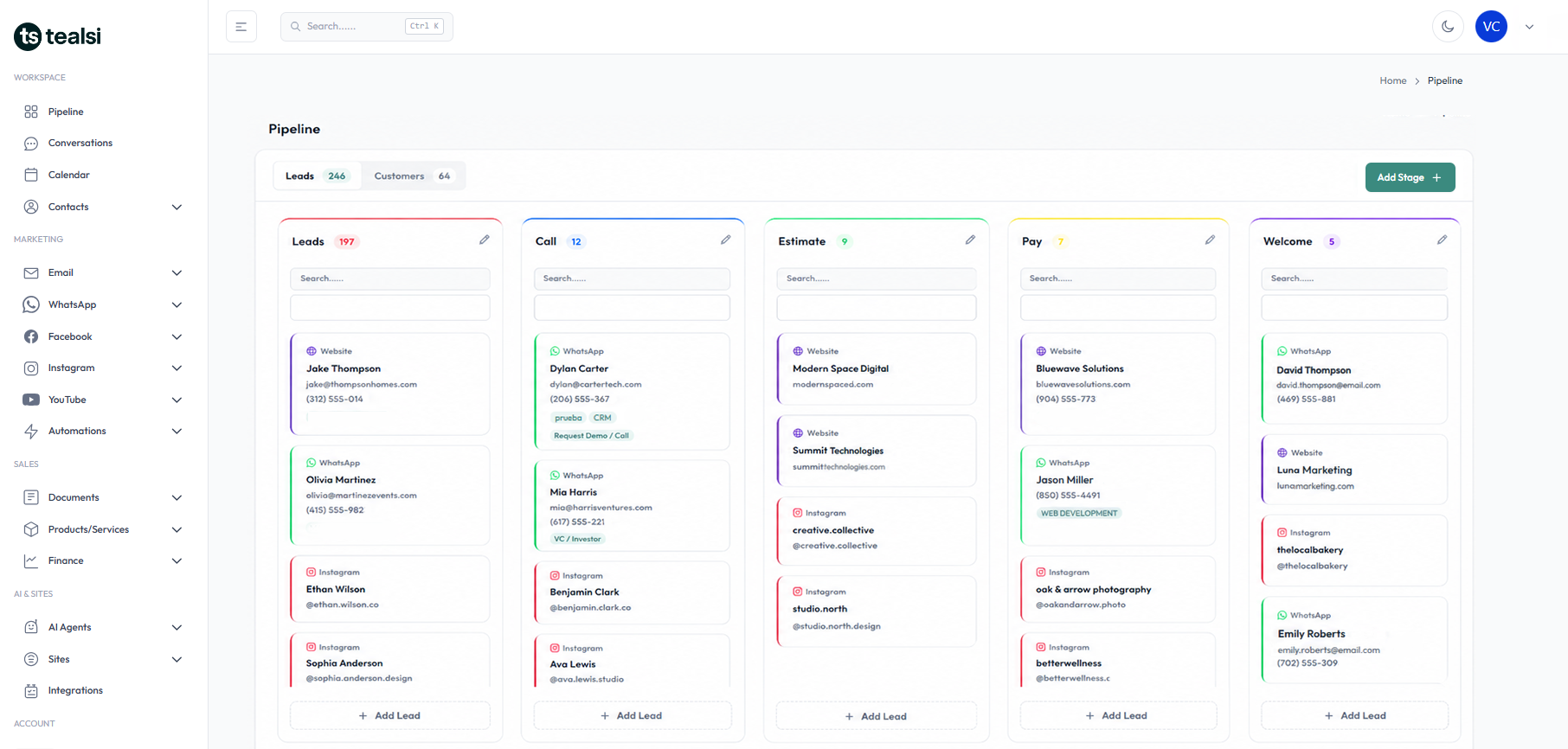 Tealsi dashboard preview